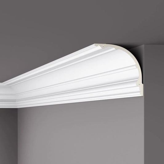 GABRIELLA (Z73) 2.44M Ceiling Coving on a grey ceiling  | DecorMania UK 