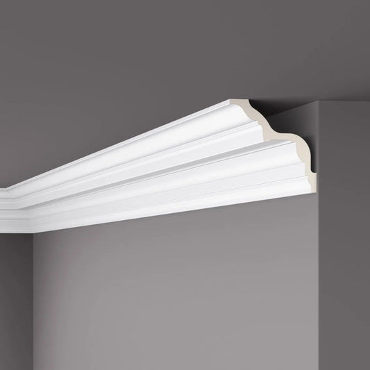 GEORGINA Z24 ARSTYL® 2.44M Ceiling Coving on dark grey ceiling | DecorMania UK 