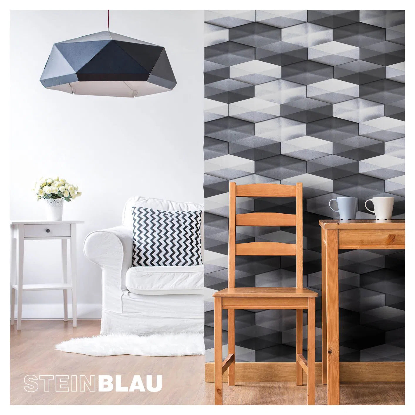 Gypsum 3D Tile DIAMOND Dark Grey - 3D Gypsum Tiles | DecorMania