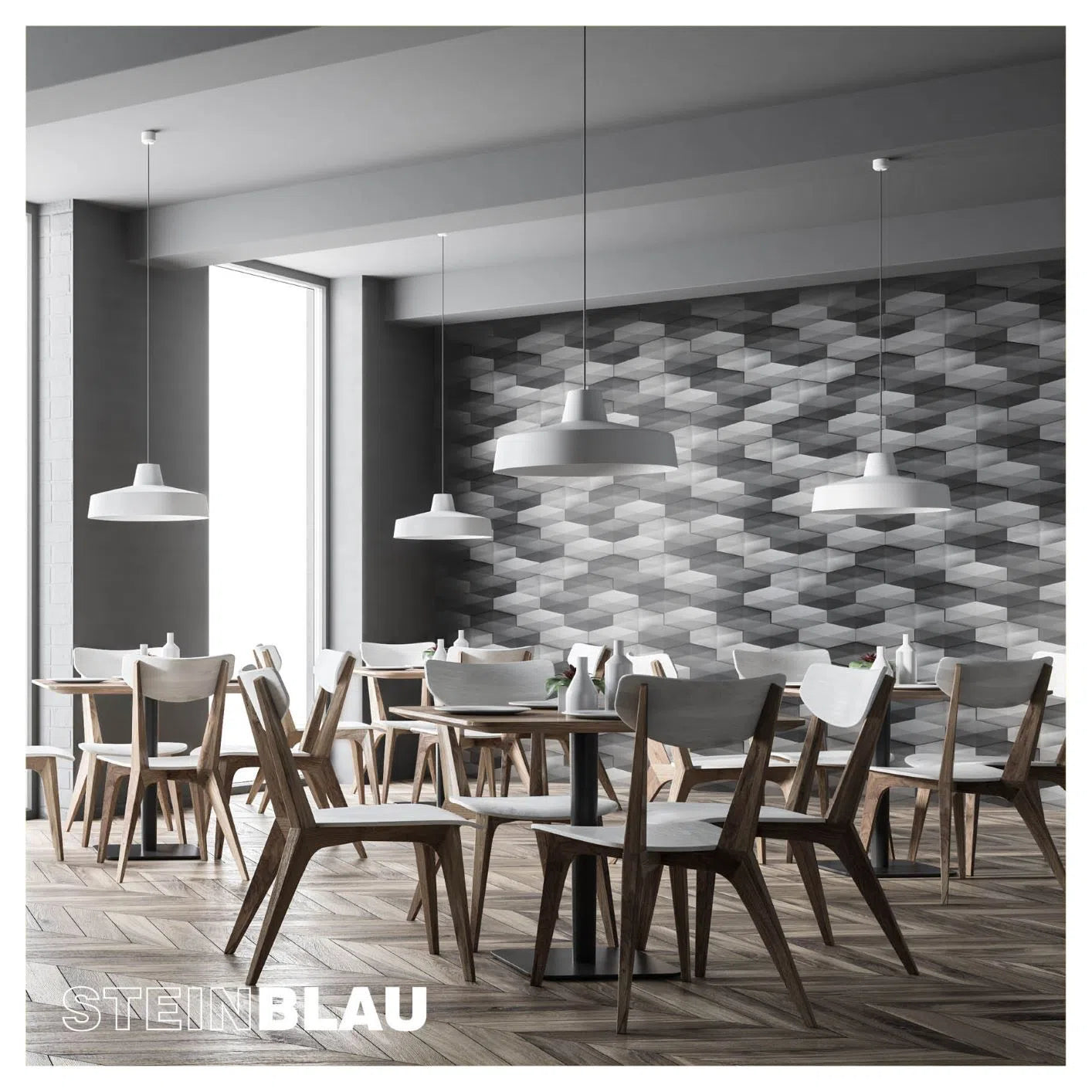 Gypsum 3D Tile DIAMOND Grey - 3D Gypsum Tiles | DecorMania