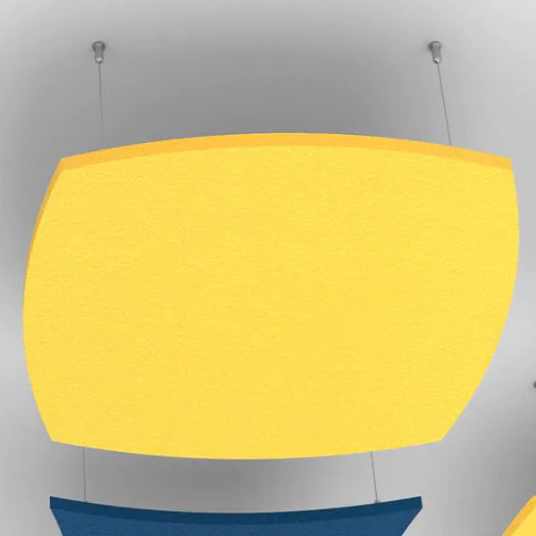 Hexa AIR - Acoustic Suspended Ceiling Panel yellow colour on grey background Decormania UK