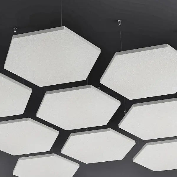 Hexa AIR - Acoustic Suspended Ceiling Panel composition of white panels Decormania UK