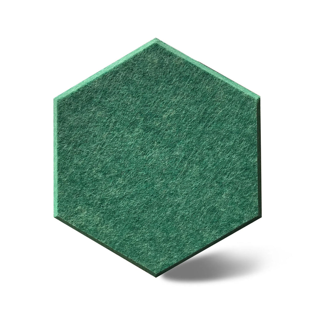 Close-up view of HEXA Felt 3D PET Wall Panels - DARK GREEN  | DecorMania UK