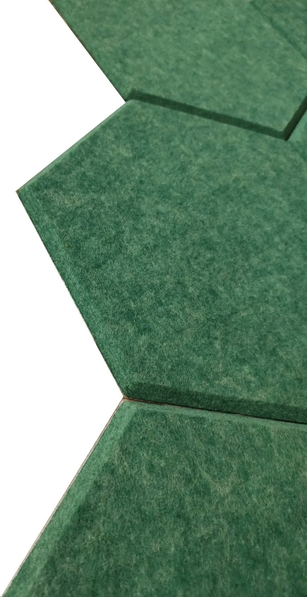 Close-up view of HEXA Felt 3D PET Wall Panels - DARK GREEN  | DecorMania UK