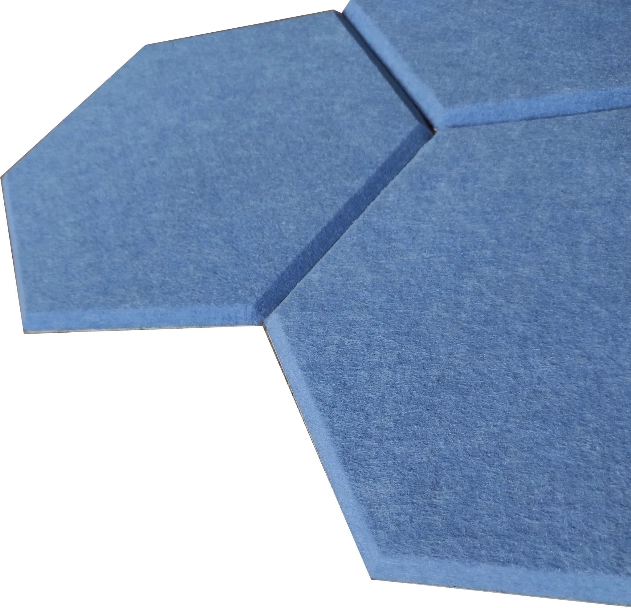 Close-up view of HEXA Felt 3D PET Wall Panels - BLUE | DecorMania UK