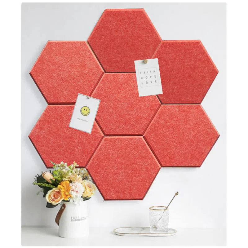 Arrangement of HEXA Felt 3D PET Wall Panels - orange | DecorMania UK