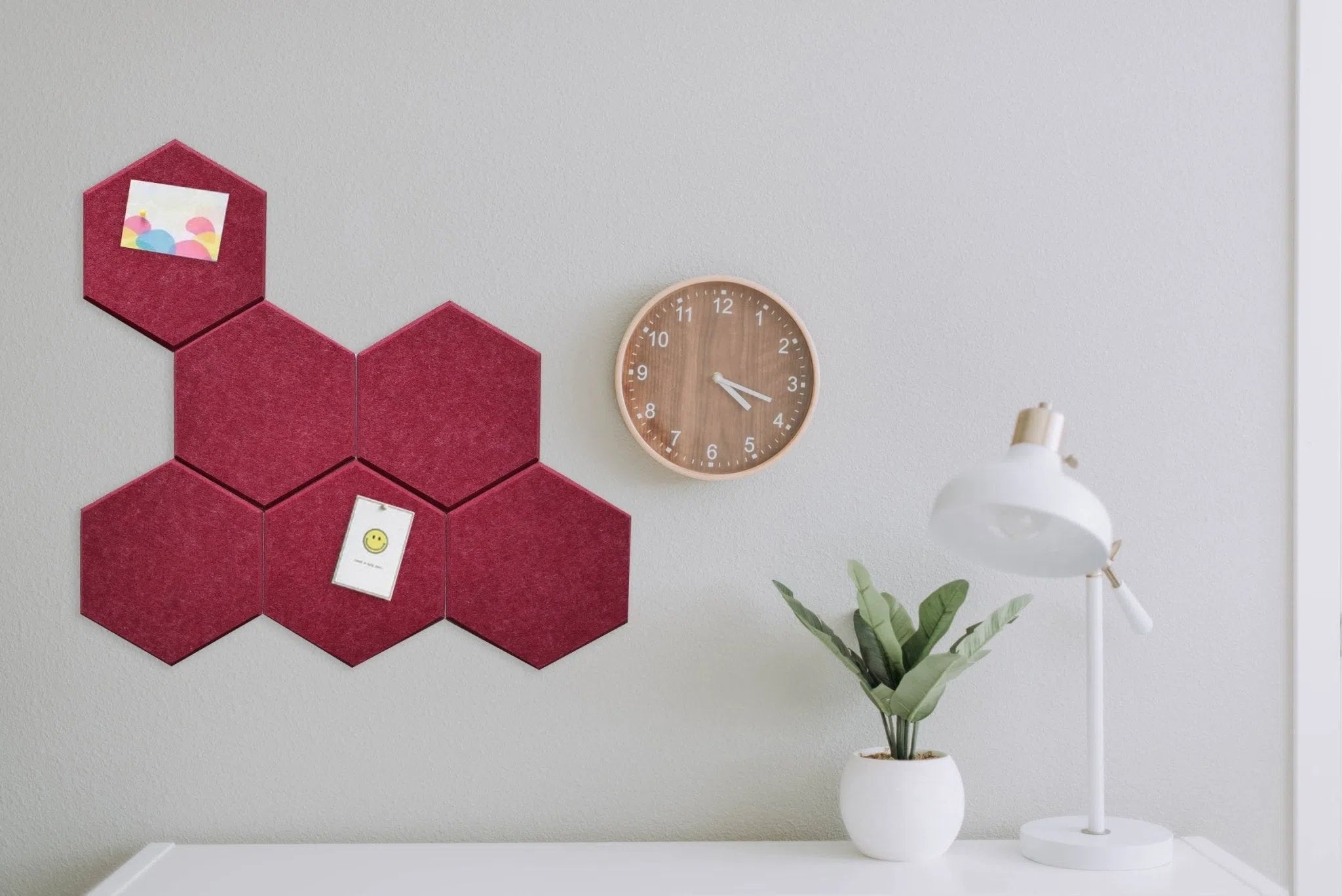 HEXA Felt 3D PET Wall Panels - RED in a modern interior  | DecorMania UK