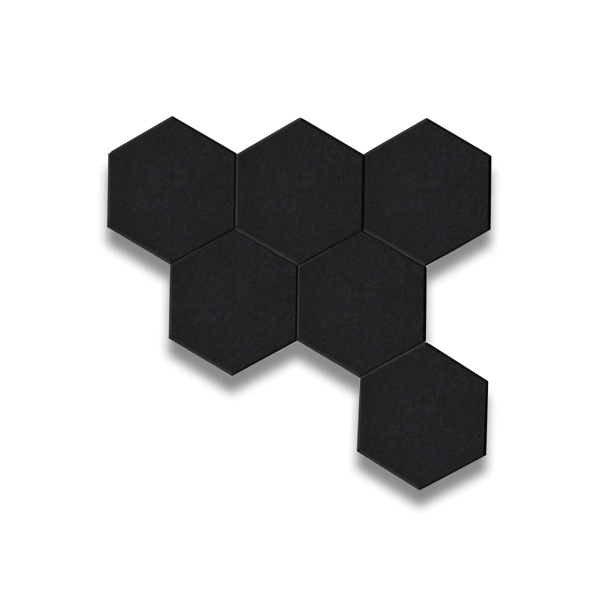 HEXA Felt 3D PET Wall Panels - BLACK on. a white background | DecorMania UK