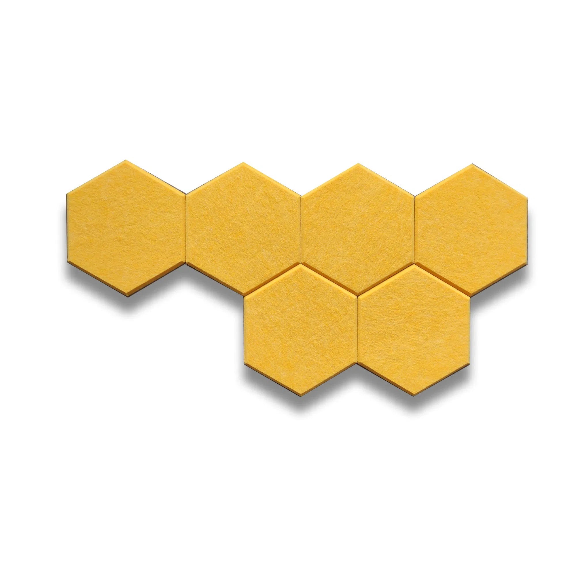 Close-up view of HEXA Felt 3D PET Wall Panels - Yellow  | DecorMania UK