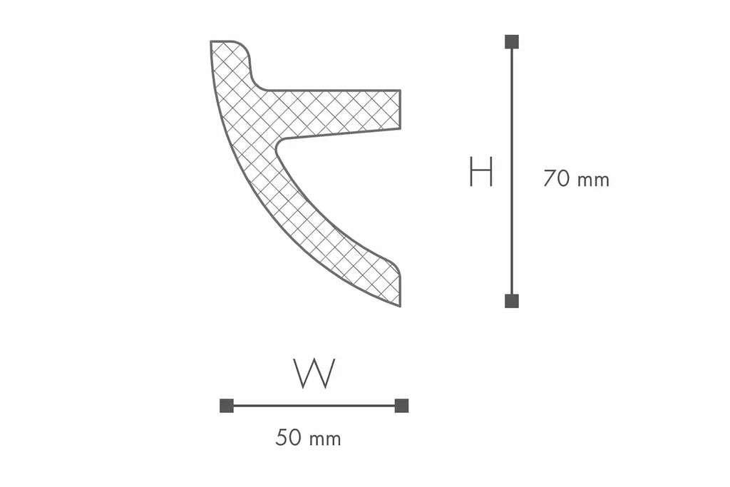 Dimensions of L1 ARSTYL® 2m Ceiling Coving for LED Lighting  | DecorMania UK
