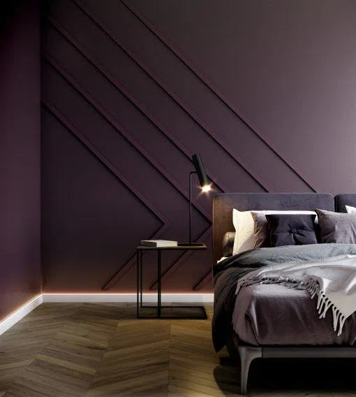 IL10 2M WALLSTYL SKIRTING BOARD WITH LED LIGHT DIFFUSER in a modern bedroom | DecorMania UK 