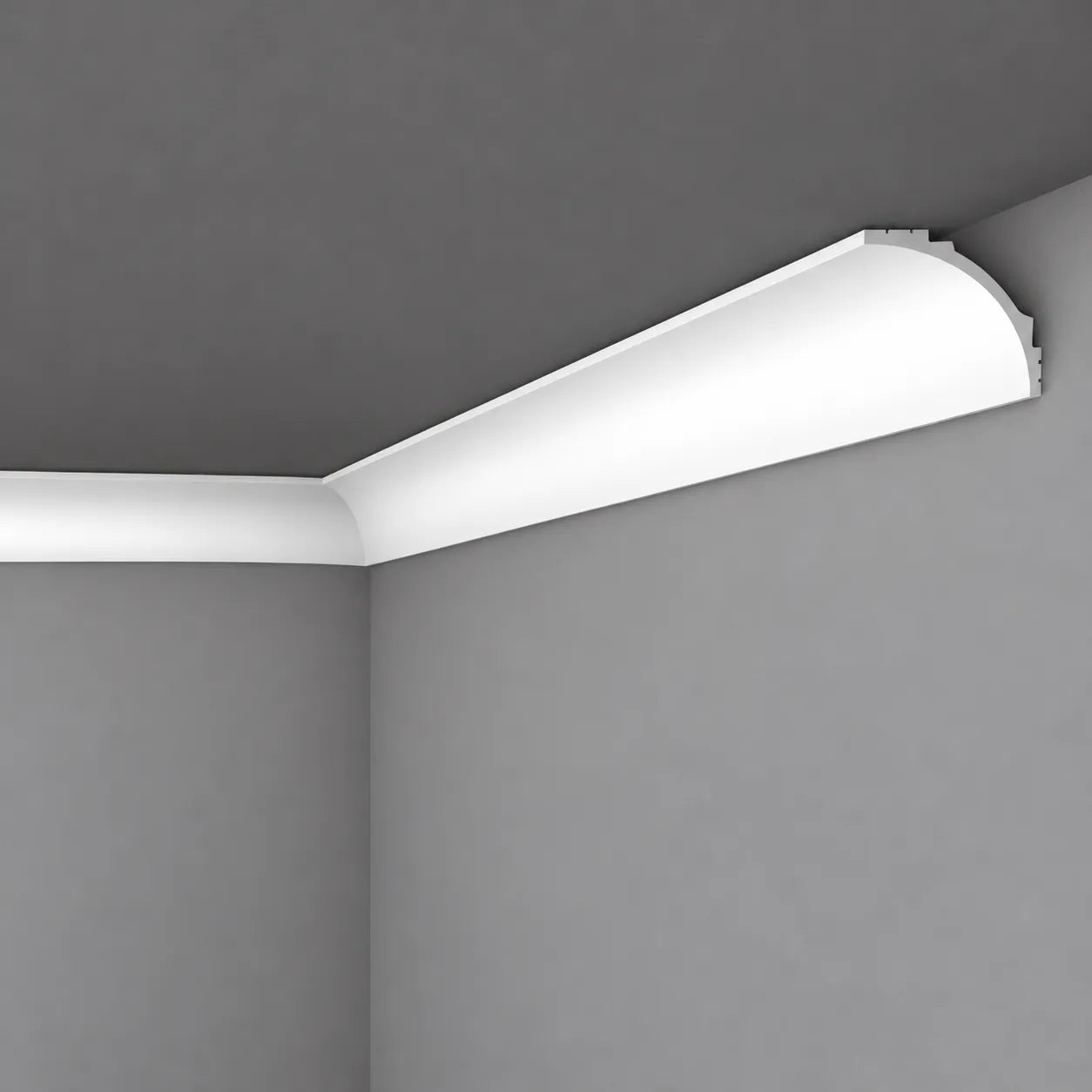 IL18 WALLSTYL white curtain and indirect lighting profile at ceiling