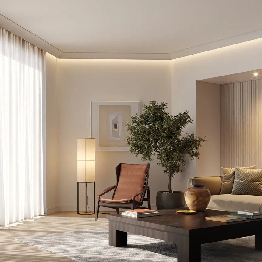 IL18 WALLSTYL indirect lighting profile in a modern living room