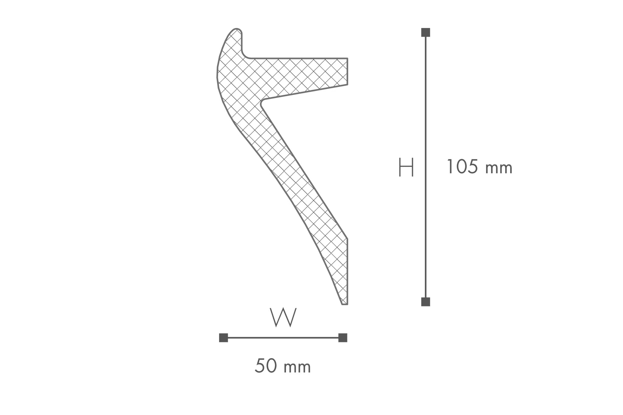 Dimensions of IL2 ARSTYL 2M Ceiling Coving for LED Lighting | DecorMania UK 