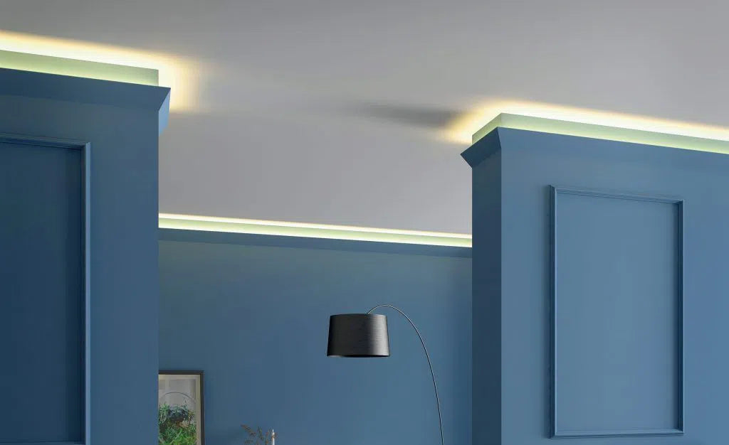IL4 WALLSTYL 2M Ceiling Coving for LED Lighting on grey ceiling | DecorMania UK