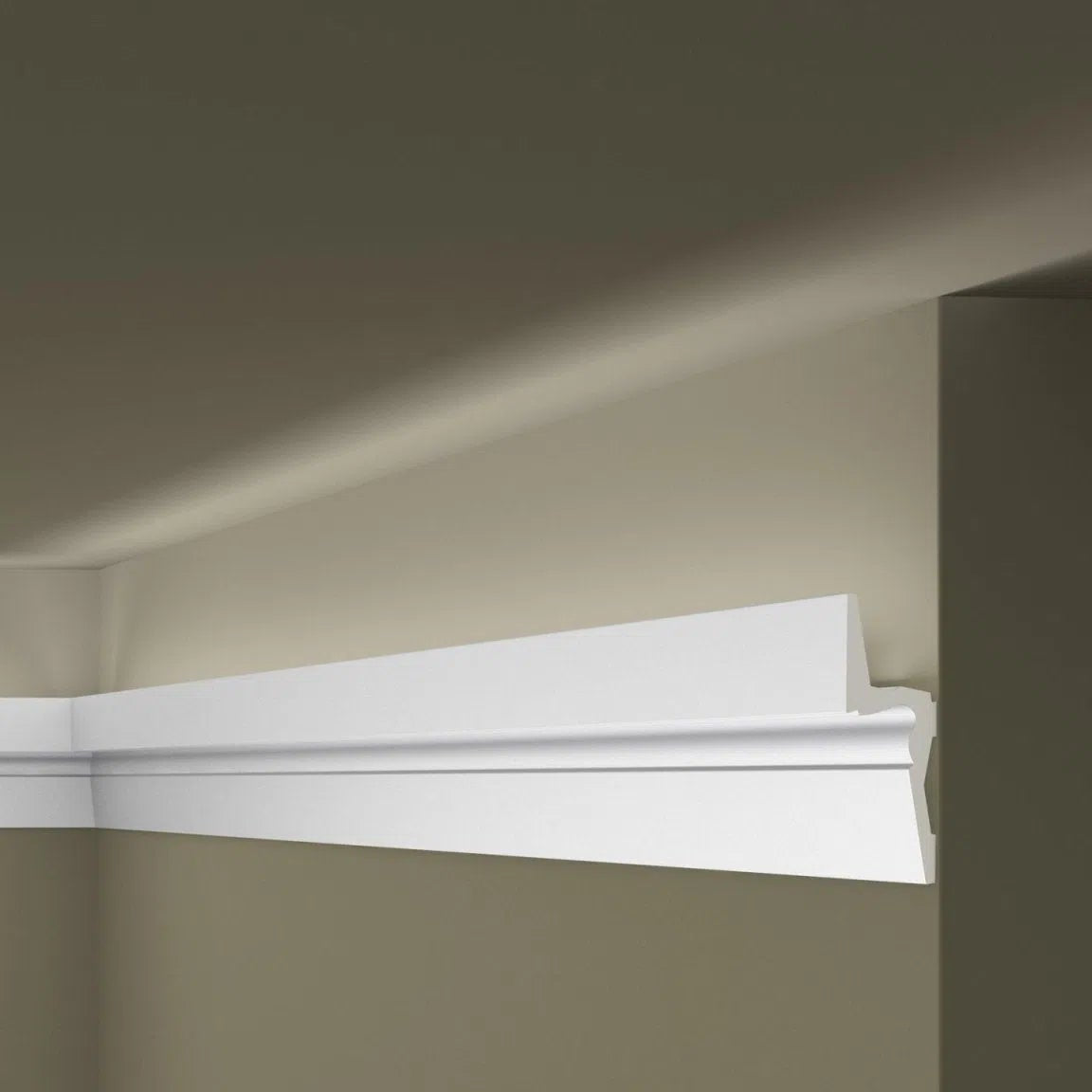 IL9 MEMORY ARSTYL 2M Ceiling Coving for LED Lighting on grey ceiling | DecorMania UK