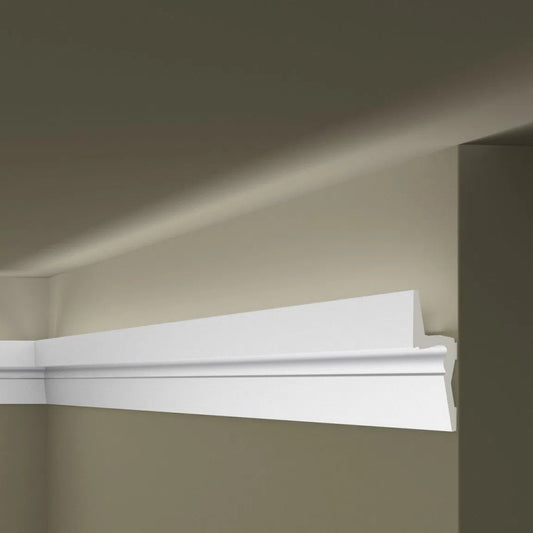 IL9 MEMORY ARSTYL 2M Ceiling Coving for LED Lighting on grey ceiling | DecorMania UK
