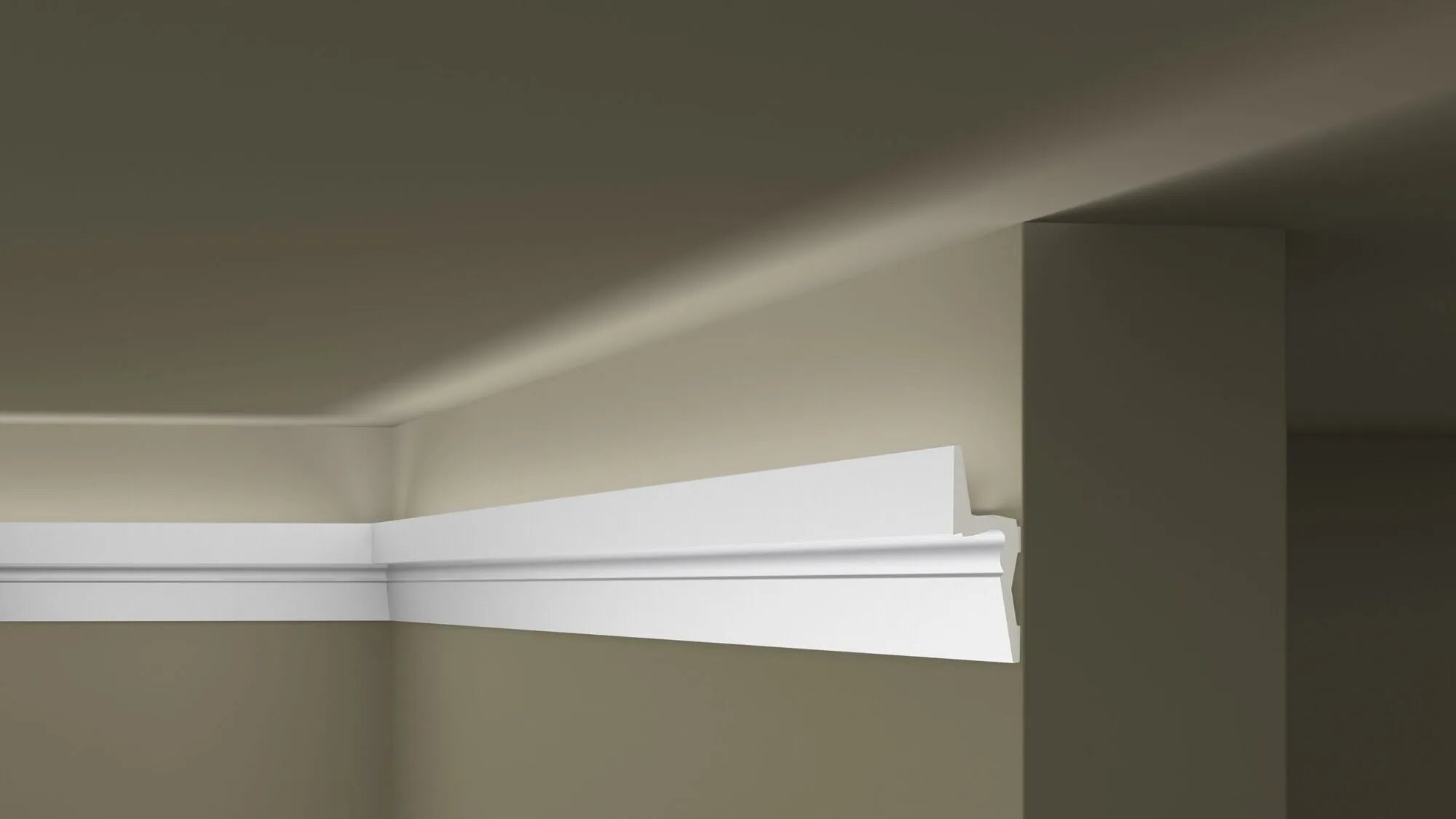 IL9 Memory ARSTYL 2M Ceiling Coving for LED Lighting in a room with a white wall and contrasting black ceiling | DecorMania UK
