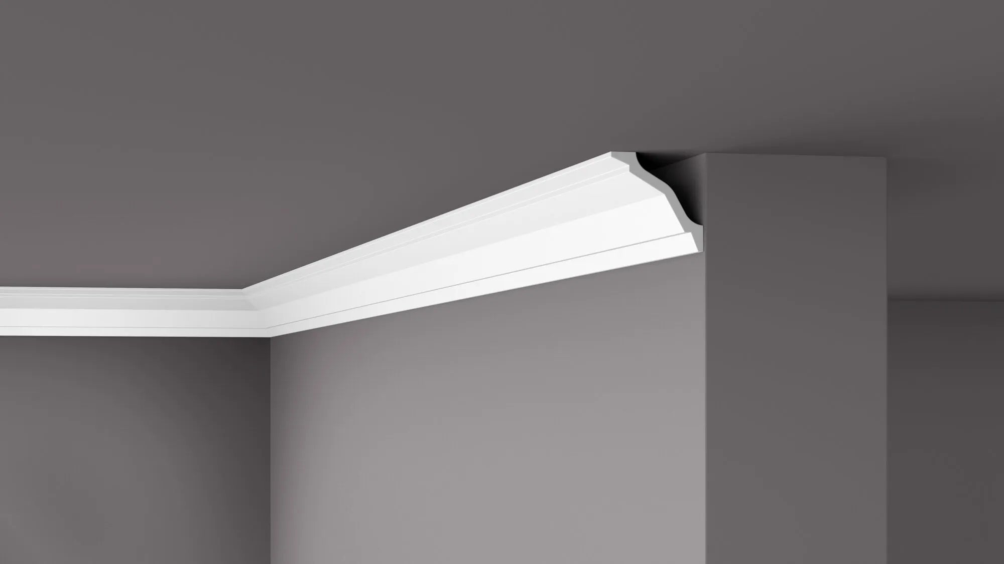 Dimensions of JESSICA WT26 2M Ceiling Coving on the grey background | DecorMania UK