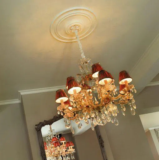JULIA (R15) ARSTYL Ceiling Rose with a gold chandelier | DecorMania UK 