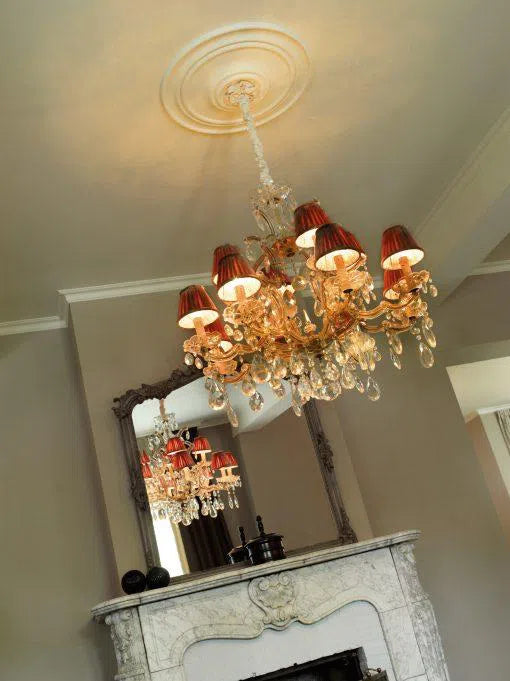 JULIA (R15) ARSTYL Ceiling Rose with a gold chandelier | DecorMania UK 