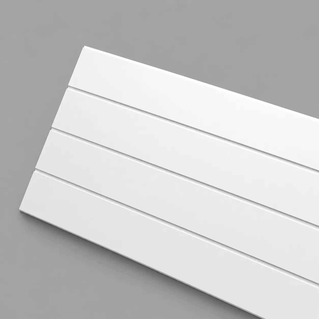 LATTE L WALLSTYL decorative wall panels with clean linear grooves in a white finish