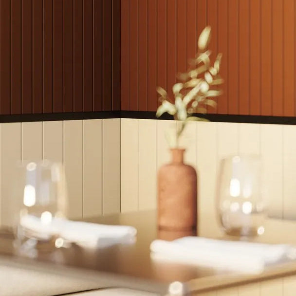 LATTE L WALLSTYL cream decorative wall panels in a contemporary restaurant interior