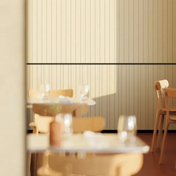 LATTE L WALLSTYL cream decorative wall panels in a contemporary restaurant interior