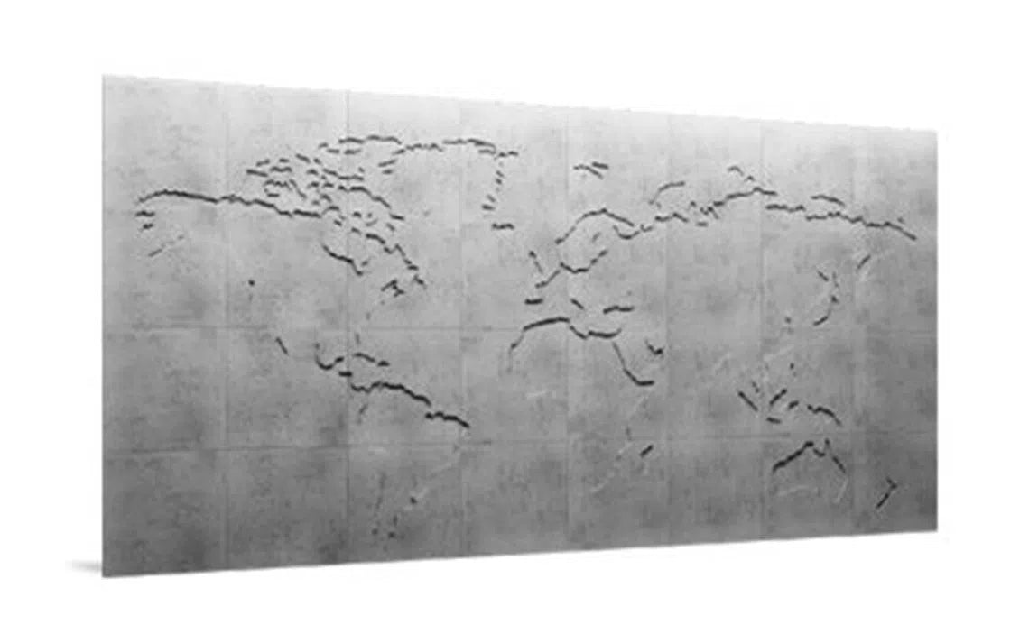 Map of the World - 3D Concrete Mural - Concrete Panels | DecorMania