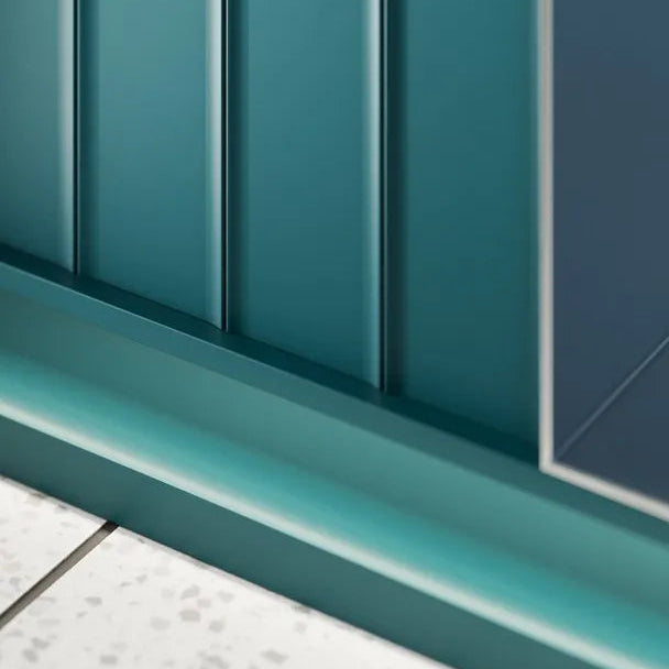 MEZZALUNA L WALLSTYL decorative wall panels in a teal finish with sculptural curved detailing