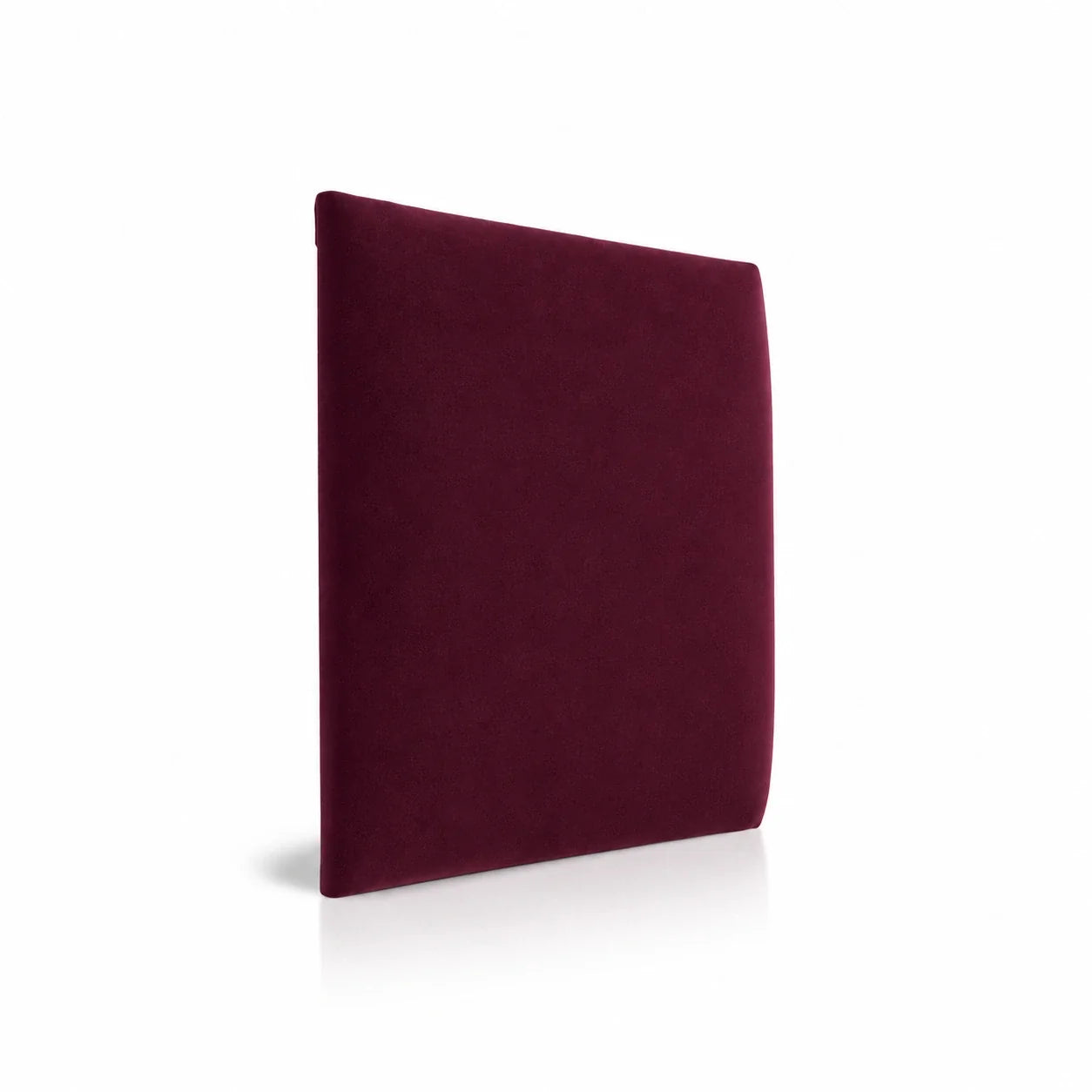 Burgundy upholstered padded wall panel in soft fabric finish