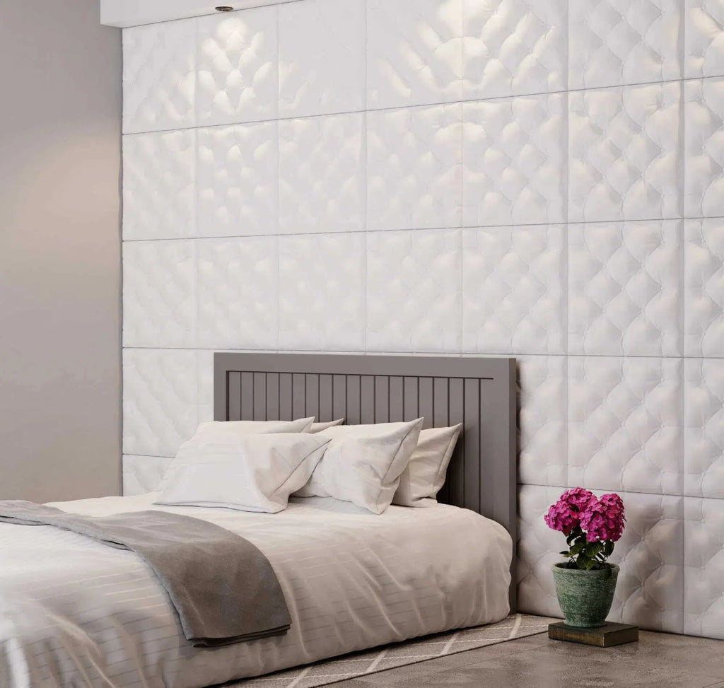 PILLOW 3D Wall Panel EPS - 3D Polystyrene Wall Panels in a bedroom| DecorMania UK
