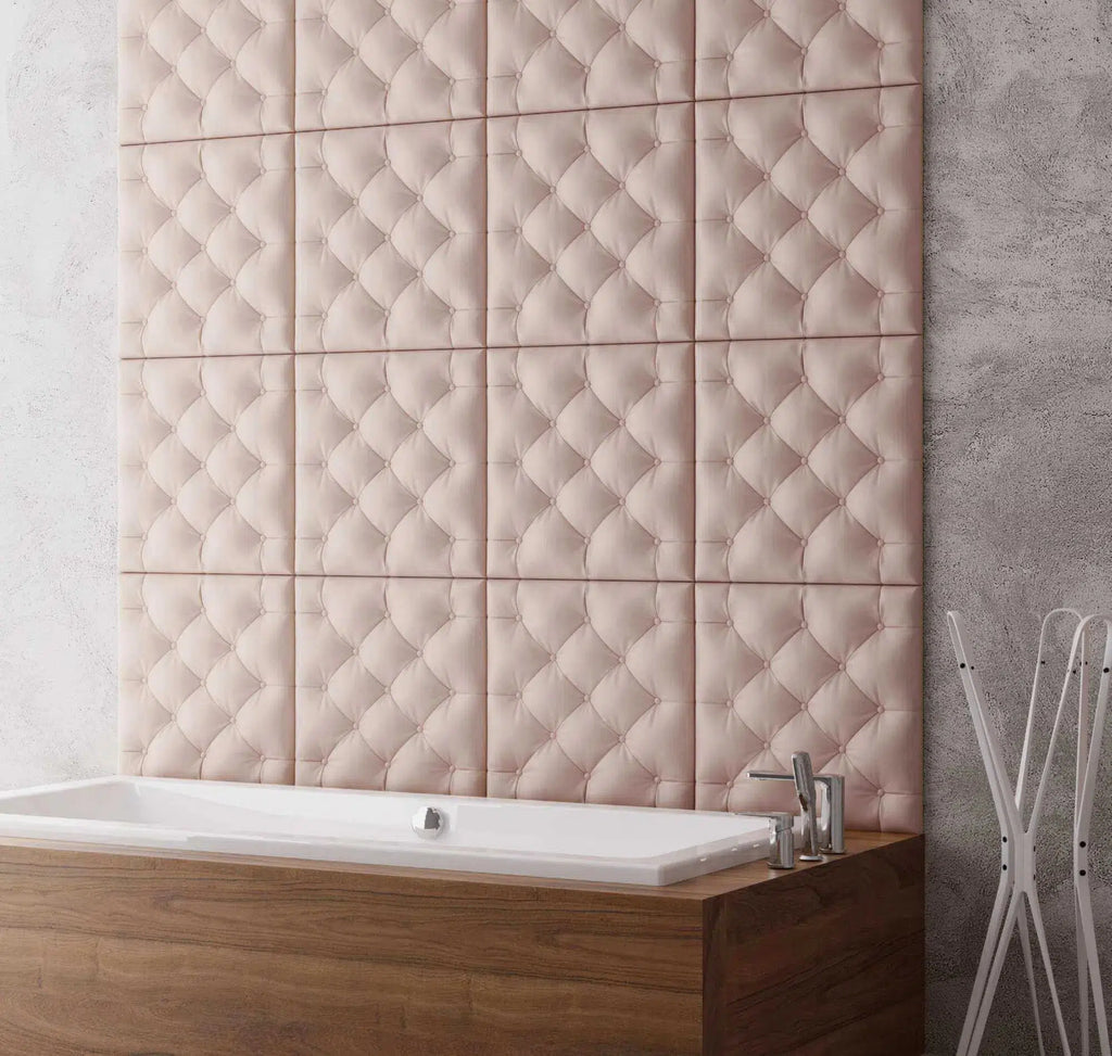 PILLOW 3D Wall Panel EPS - 3D Polystyrene Wall Panels  with a tufted design in a bathroom | DecorMania UK 