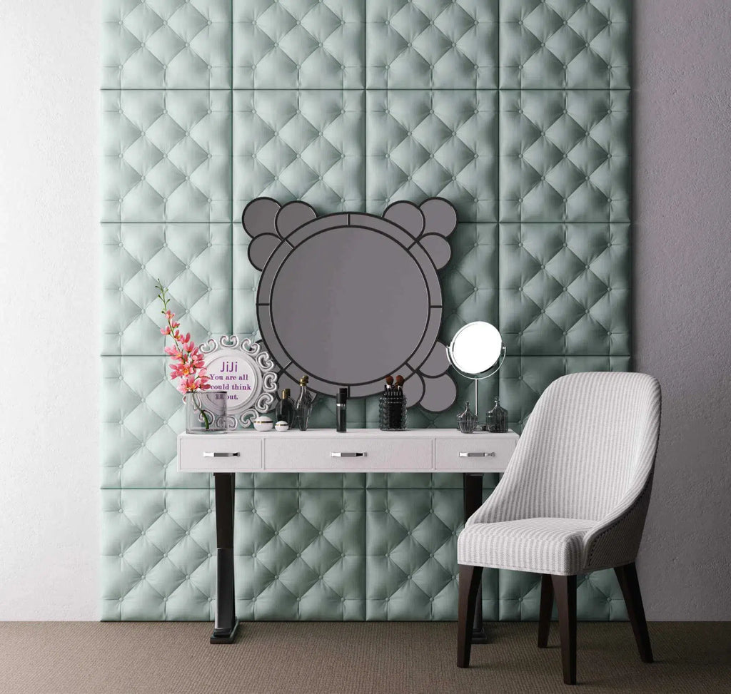 PILLOW 3D Wall Panel EPS - 3D Polystyrene Wall Panels wall panels with a tufted design in a vanity area | DecorMania UK 