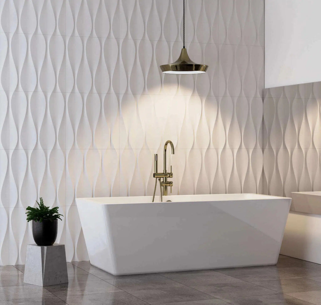 SANDGLASS 3D Wall Panel EPS - 3D Polystyrene Wall Panels in modern bathroom | DecorMania UK 
