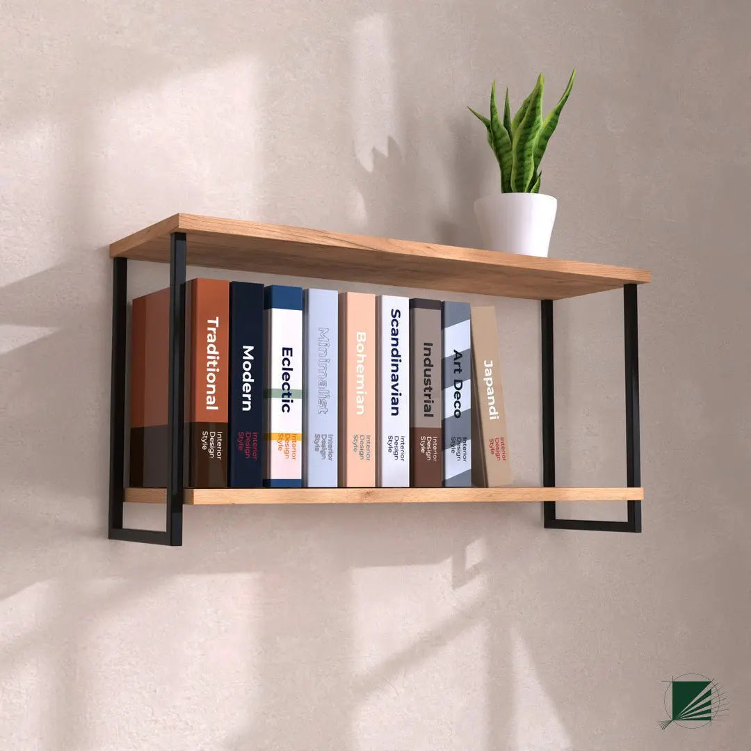 Loft modern oak shelve on wall