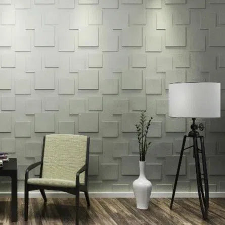 Model Squares - 3D Gypsum Wall Panels in the living room  | DecorMania UK