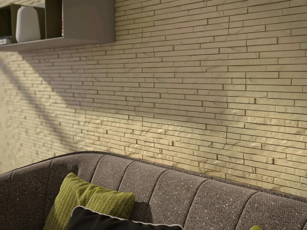 STONE 3D Wall Panel EPS - 3D Polystyrene Wall Panels in a living room | DecorMania UK