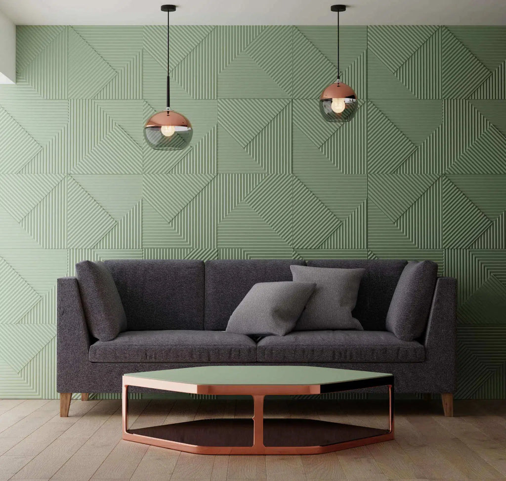 STRIPES 3D Wall Panel EPS - 3D Polystyrene Wall Panels in a modern living room | DecorMania UK 