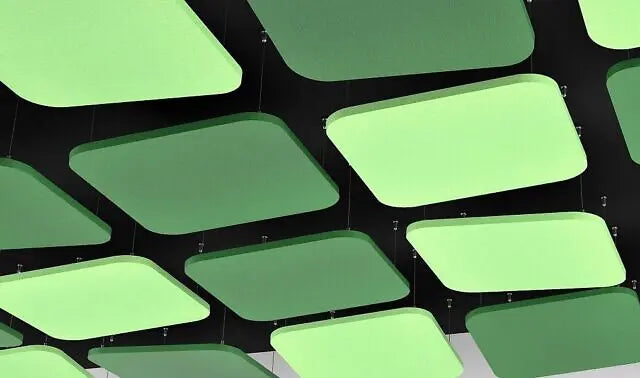 Tele AIR - Acoustic Suspended green composition on white background Ceiling Panel Decormania UK