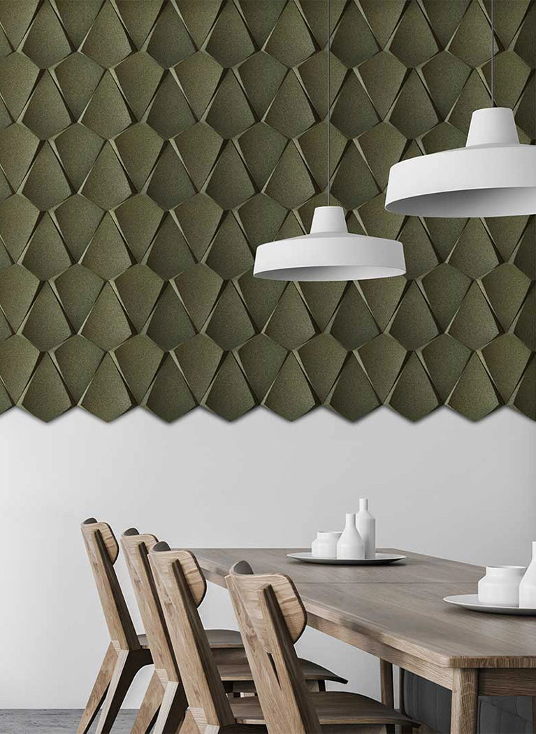 KITE 3D Cork Acoustic Wall Panels green feature Wall DecorMania UK
