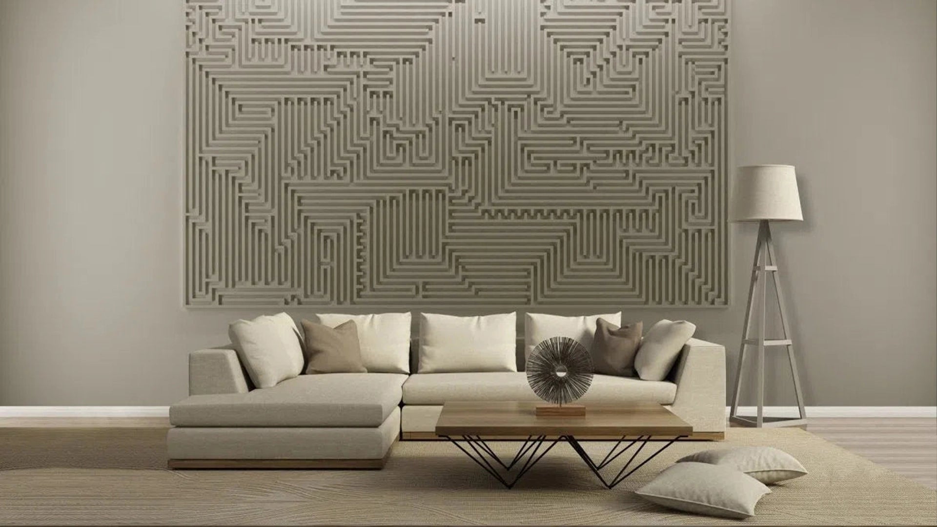 3D MURAL - ARCHETYPE - Gypsum Wall Panels in modern living room  | DecorMania UK 