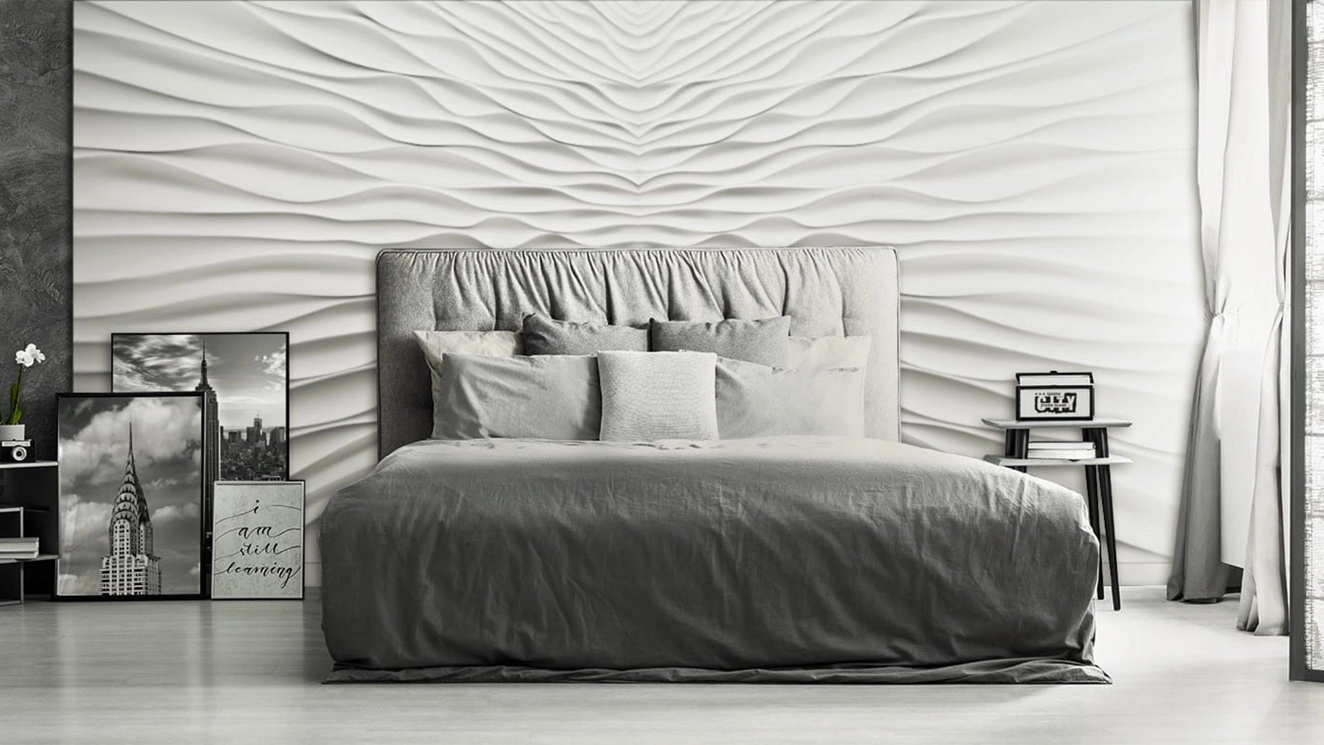 3D MURAL - ILLUSION - 3D Gypsum Wall Panels as a stylish accent behind a bed | DecorMania UK