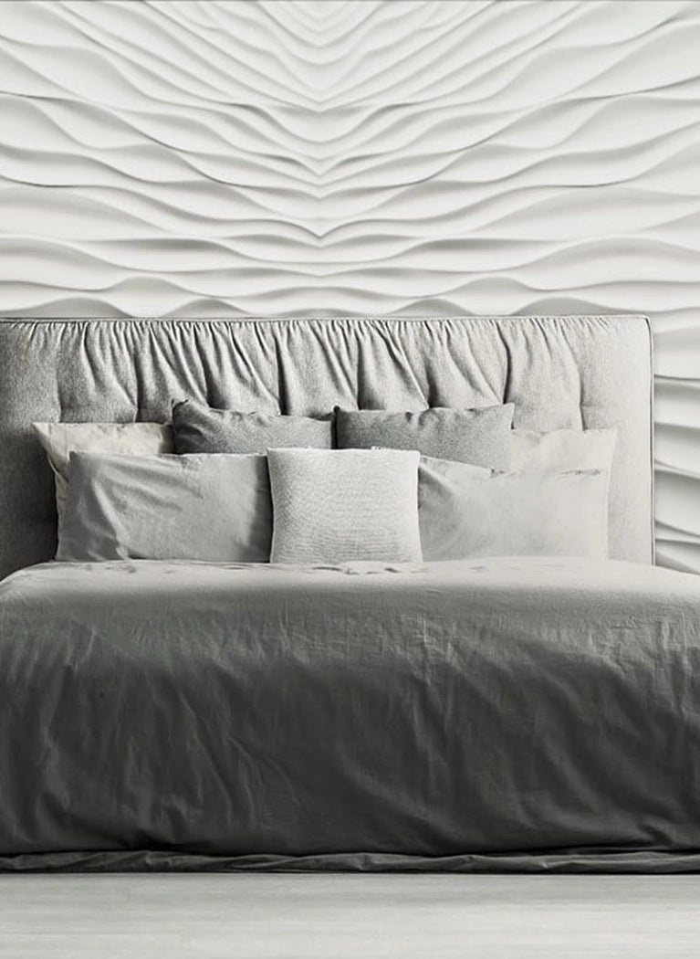 3D MURAL - ILLUSION - 3D Gypsum Wall Panels as a stylish accent behind a bed | DecorMania UK