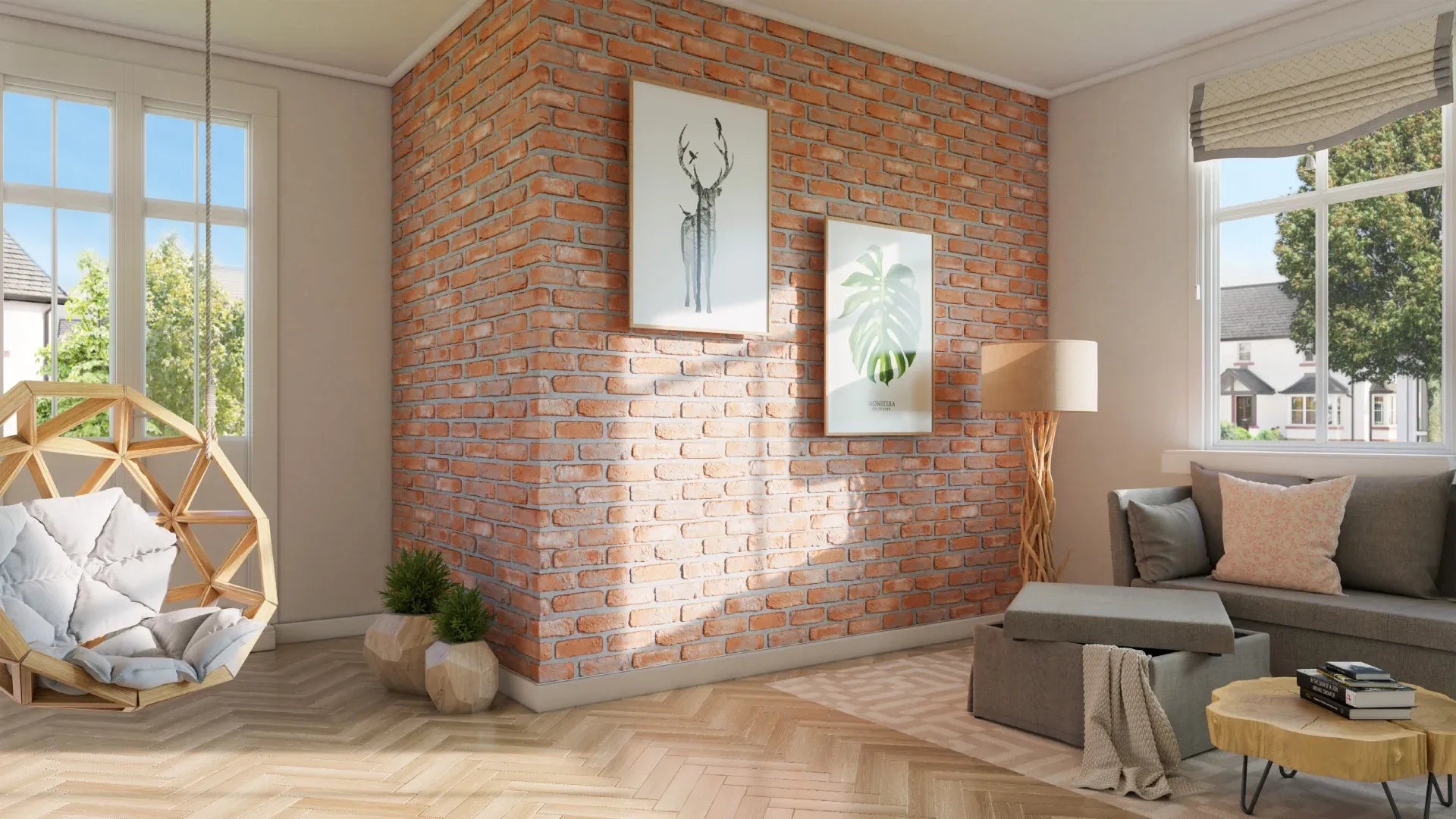 Brick Slips LOFT Gypsum Interior - box red brick feature wall Decormania UK