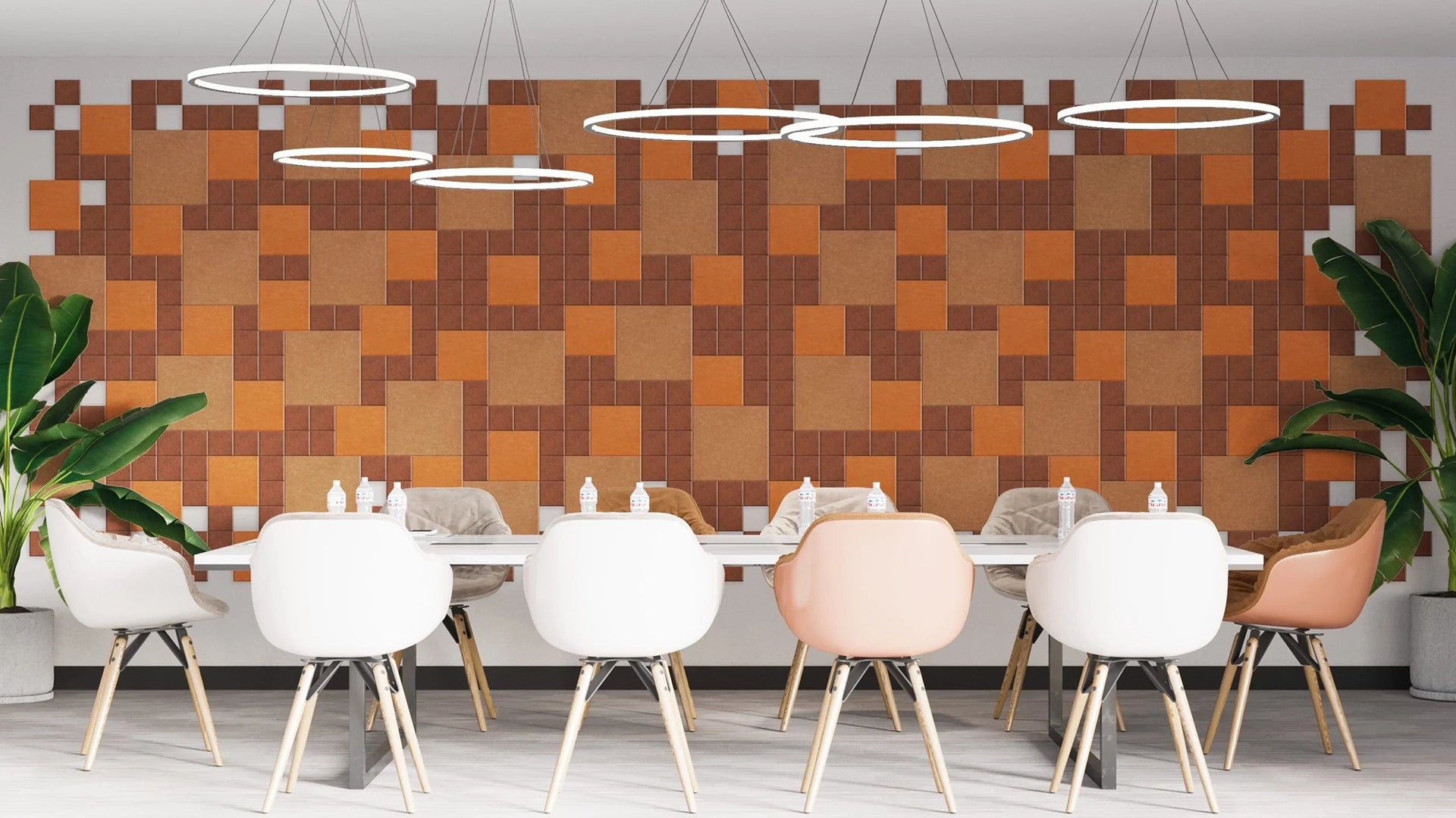 Decorative 3D PET Felt Wall Tiles in red in dining room interior Decormania UK