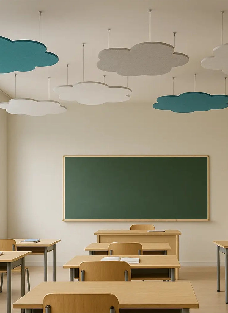 Suspended Ceiling Panels - Acoustic Felt in classroom interior DecorMania UK