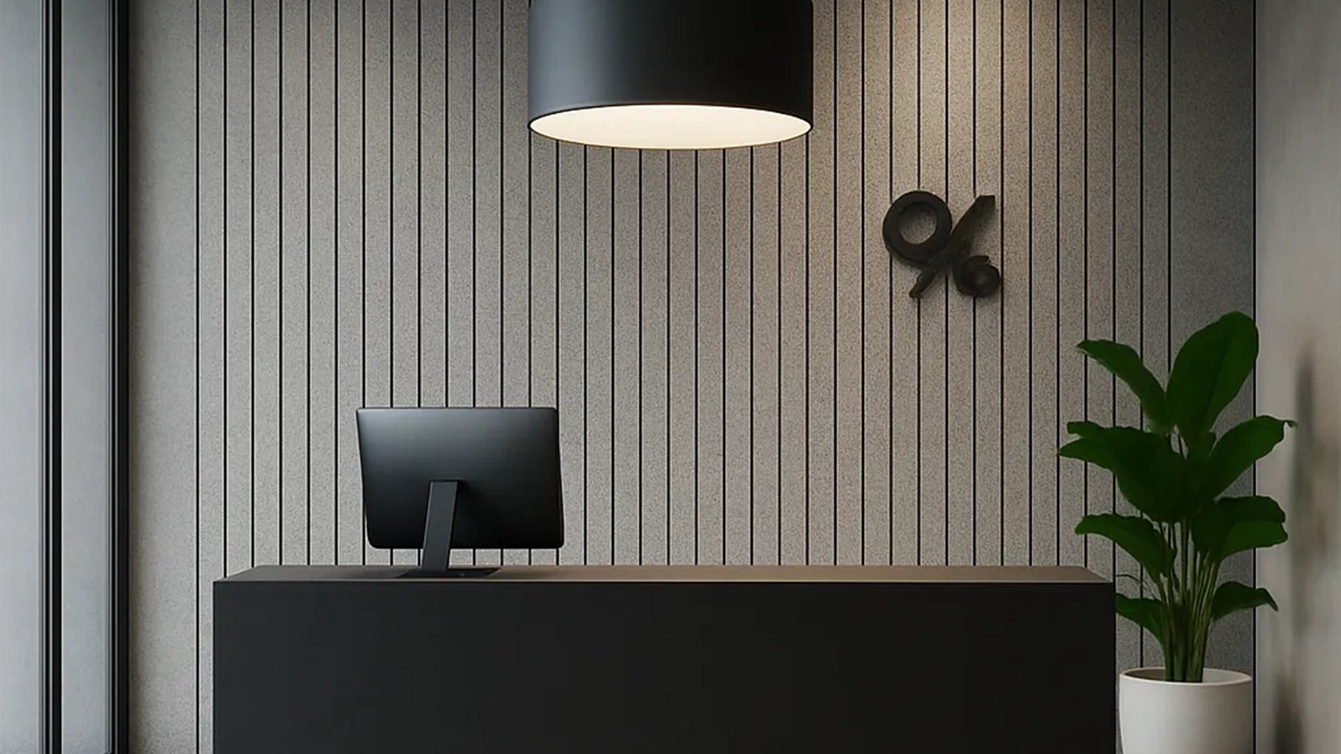 Felt Slatted Acoustic Wall Panels 5 in reception interior DecorMania UK