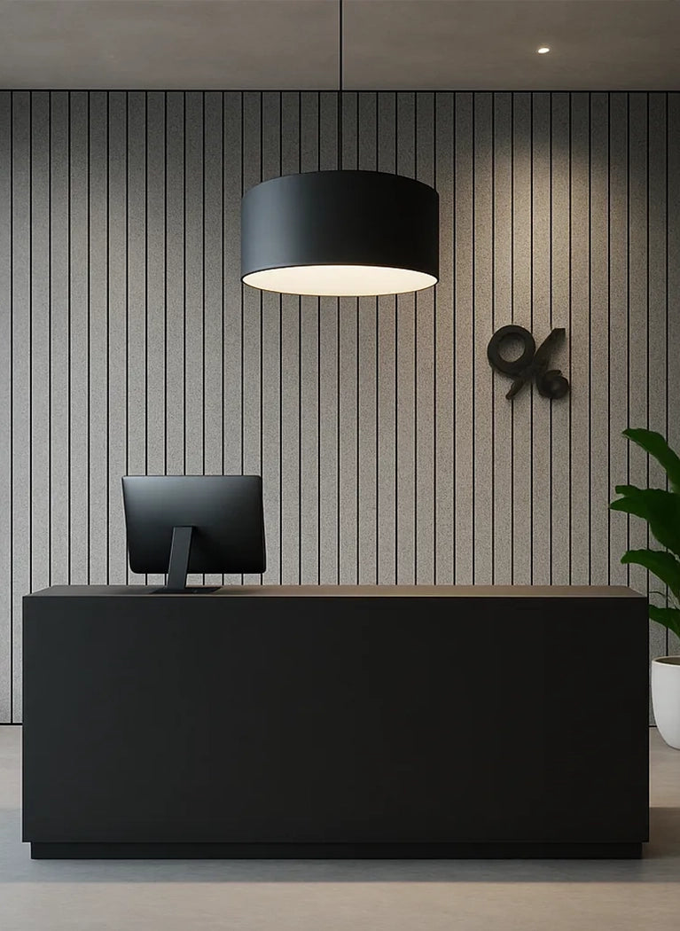 Felt Slatted Acoustic Wall Panels 5 in reception interior DecorMania UK