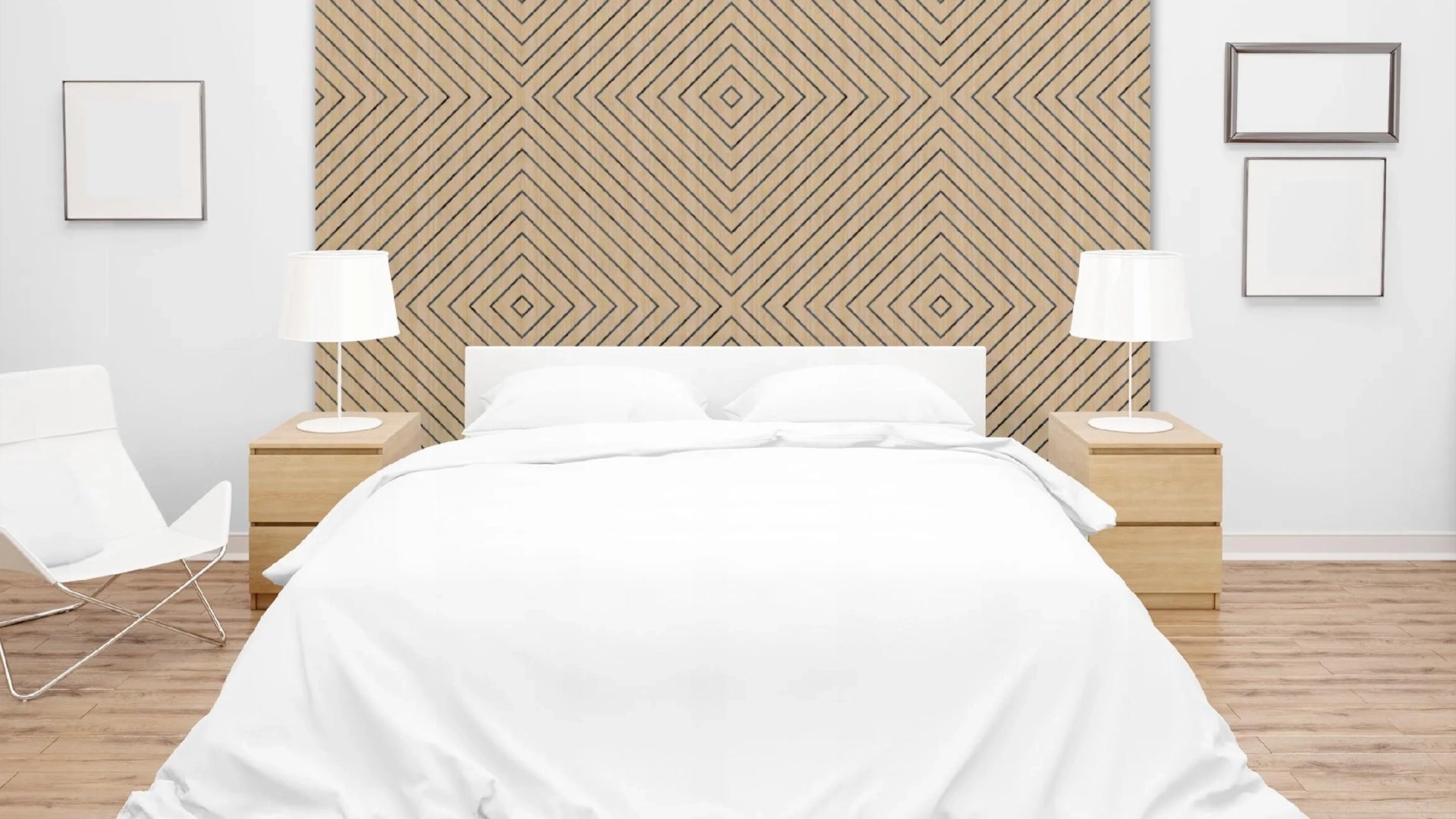 Felt Slatted Acoustic Wall Panels 1 in bedroom interior DecorMania UK
